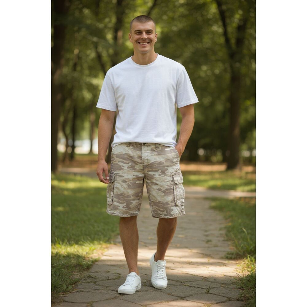 CHINOS Authentiques Cargo Shorts Army Camo Baggy Mens 40 Heavy Made Hike